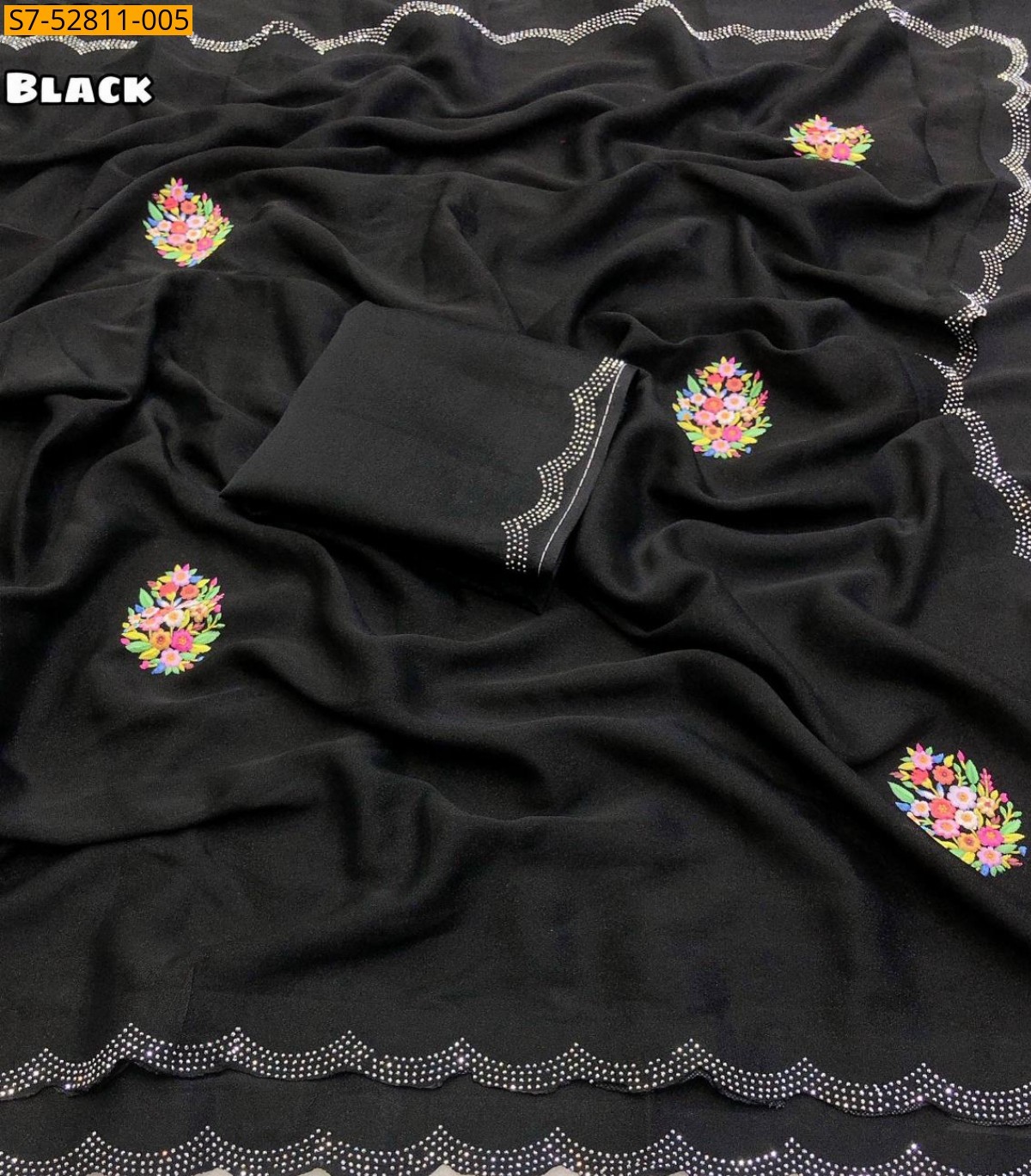 Black Star georgette embroidery Sarees