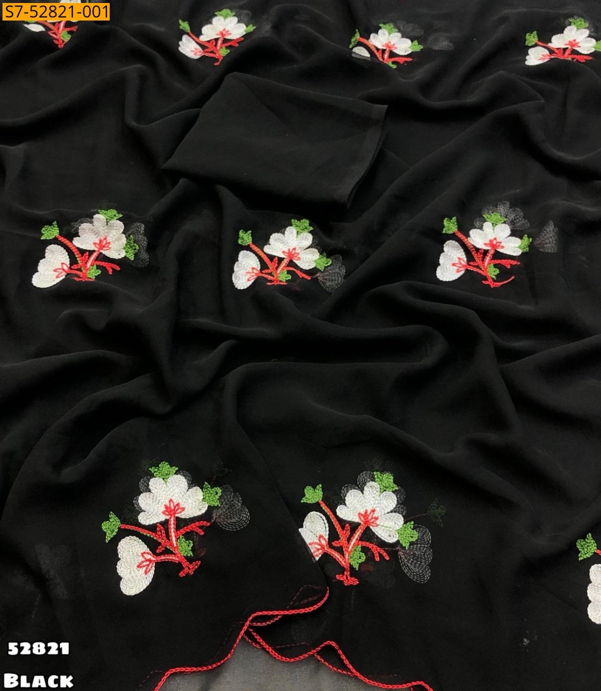 Black Faux georgette embroidery saree