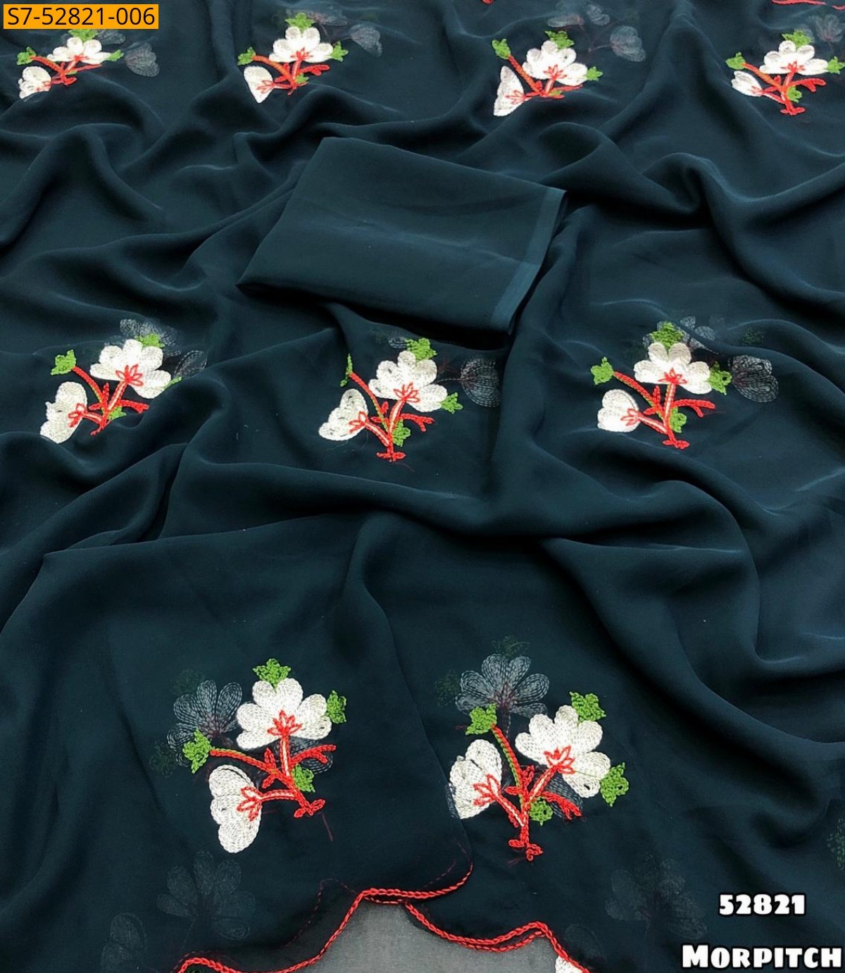 Morpitch Faux georgette embroidery saree