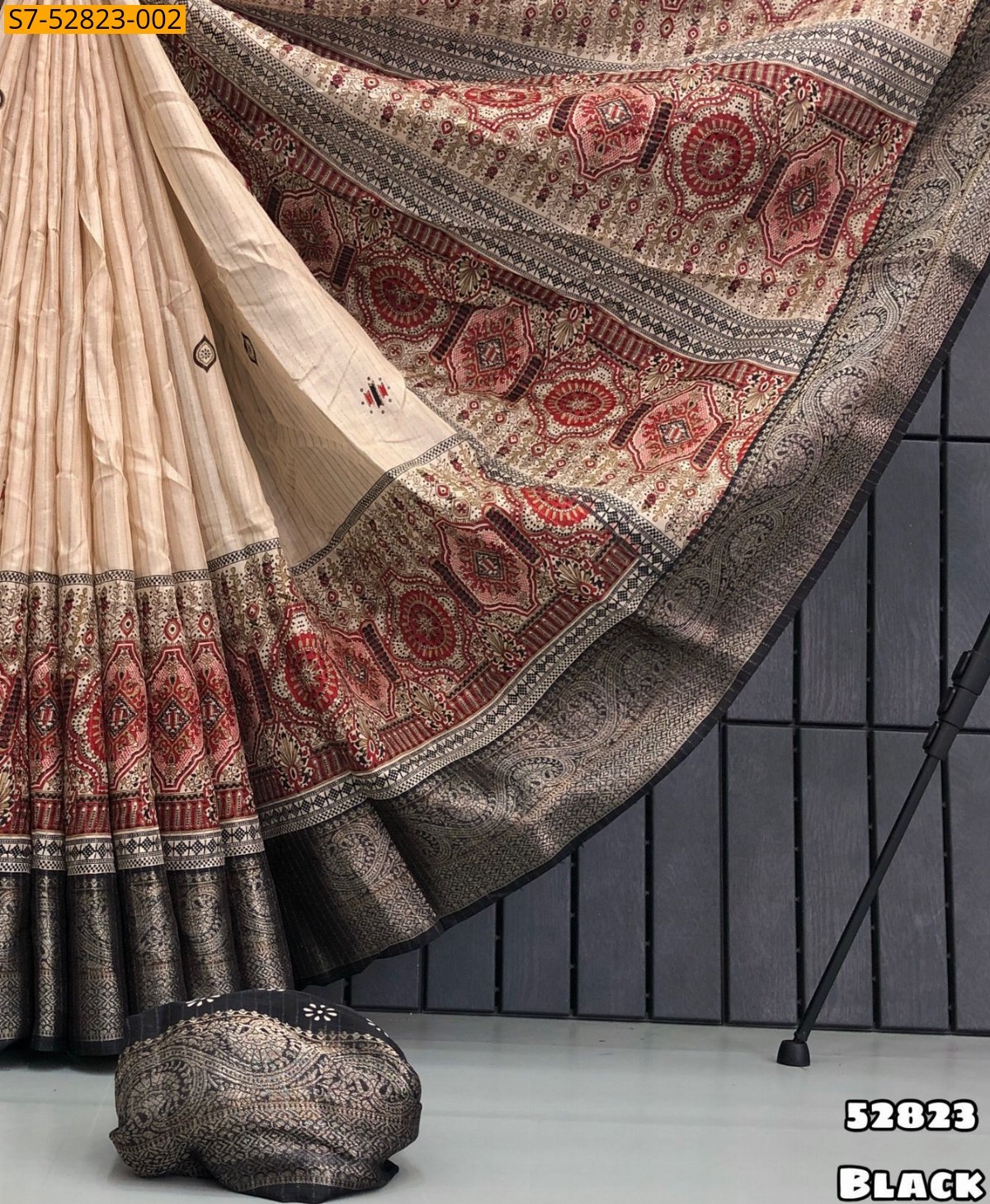 Black Fancy Dola silk printed Sarees