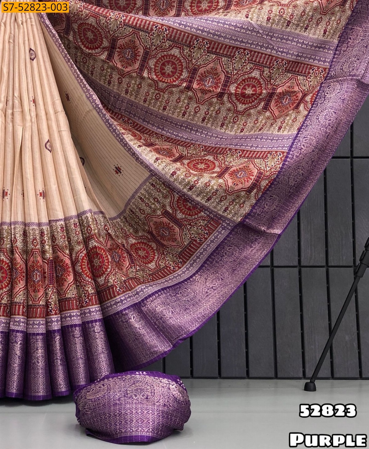 Purple Fancy Dola silk printed Sarees