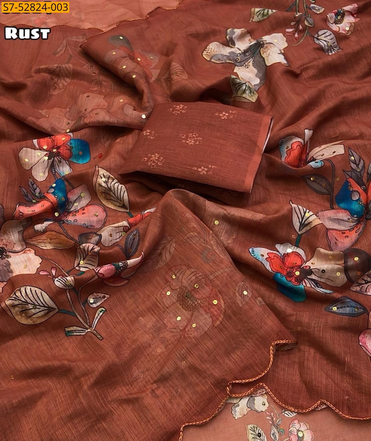 Brown Fancy soft linen  sarees