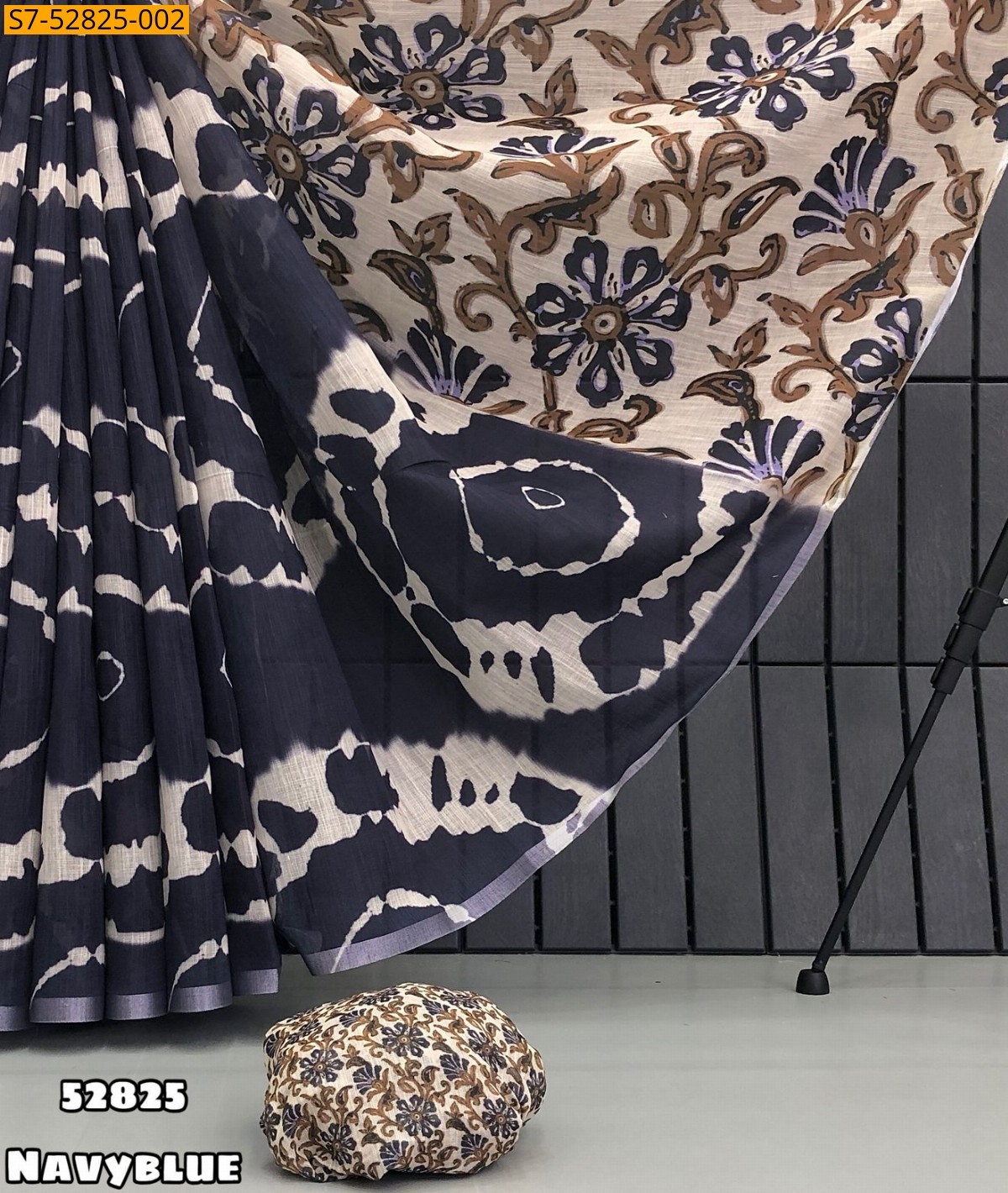 Navy Blue Fancy Soft linen sarees