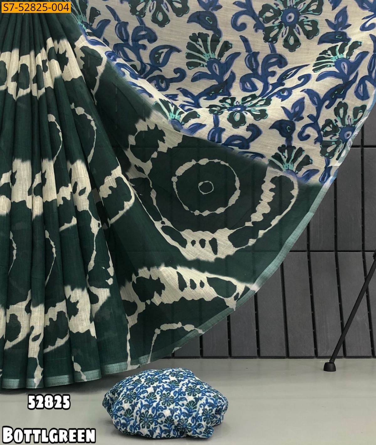 Bottle Green Fancy Soft linen sarees