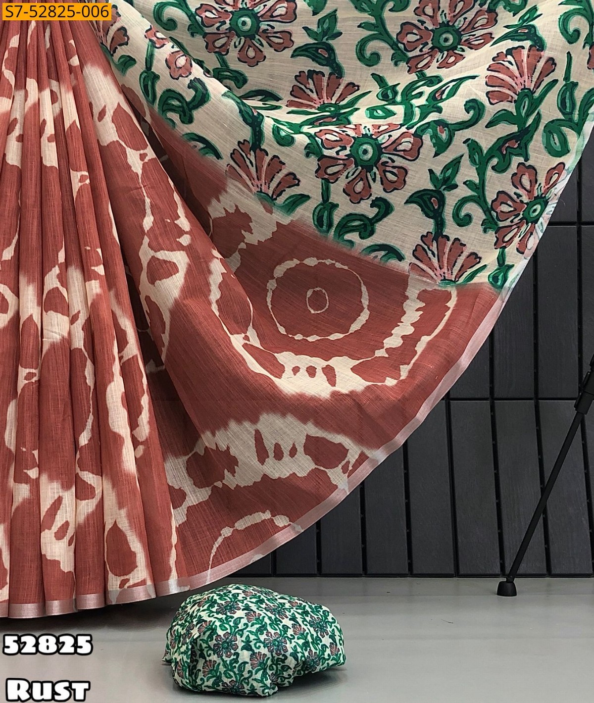 Rust Fancy Soft linen sarees