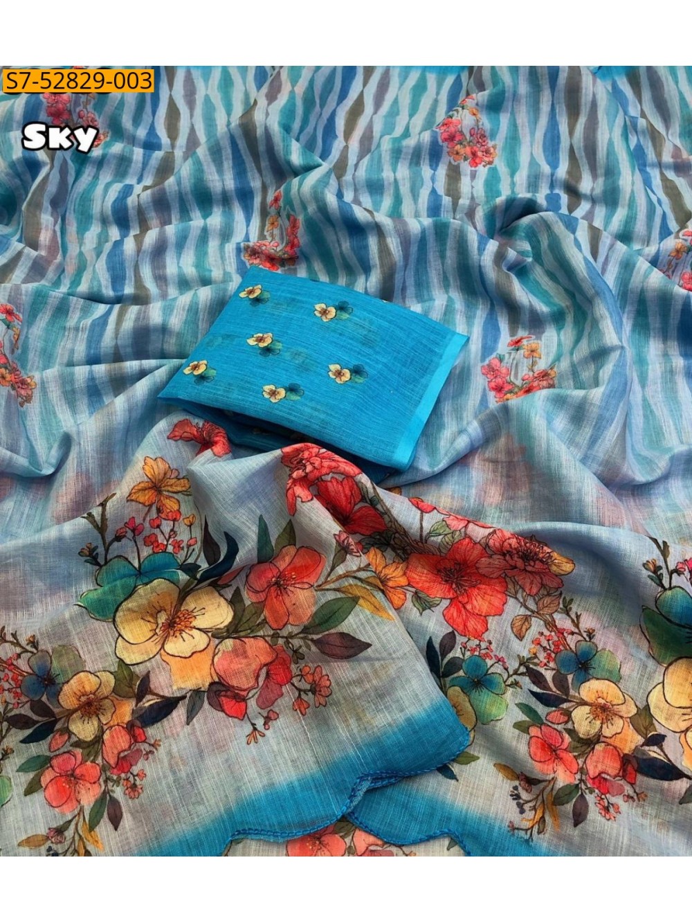 Fancy Linen printed sarees