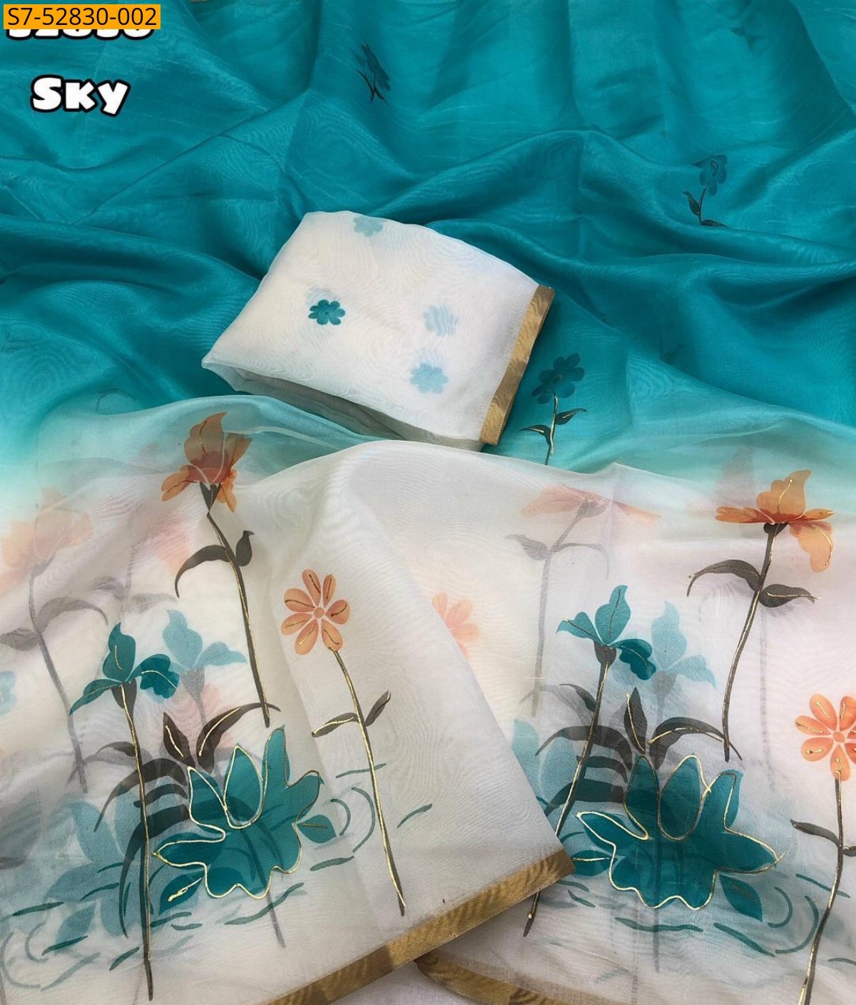 Sky Fancy Organza Sarees