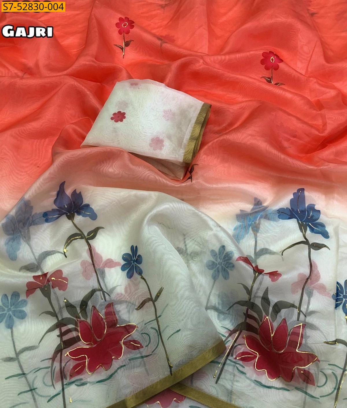 Gajri Fancy Organza Sarees