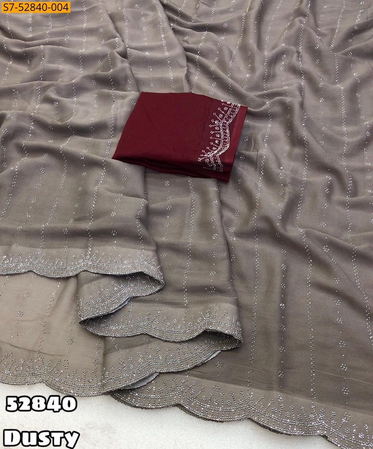 Dusty Star Georgette Siroski Work Saree