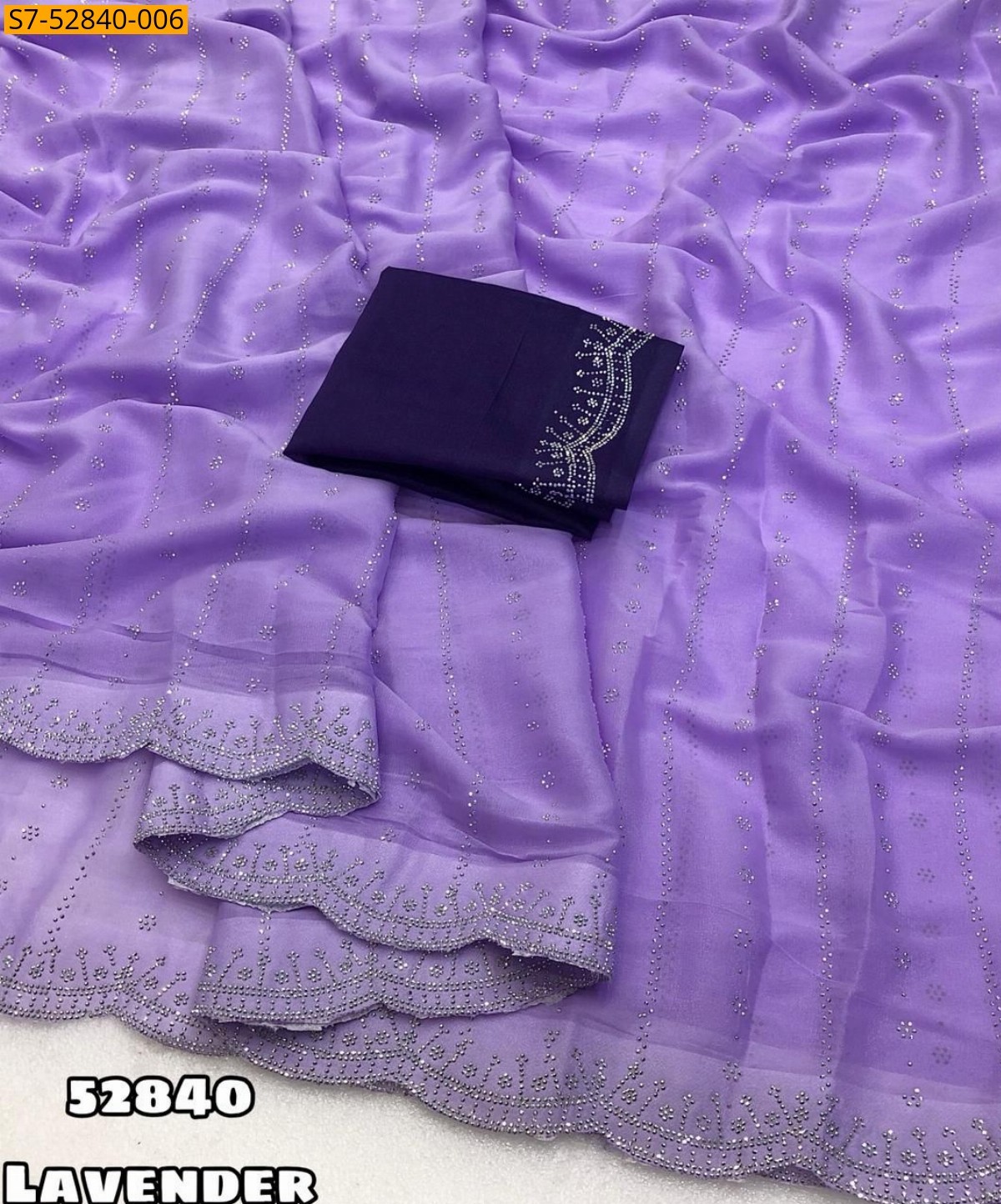 Lavender Star Georgette Siroski Work Saree