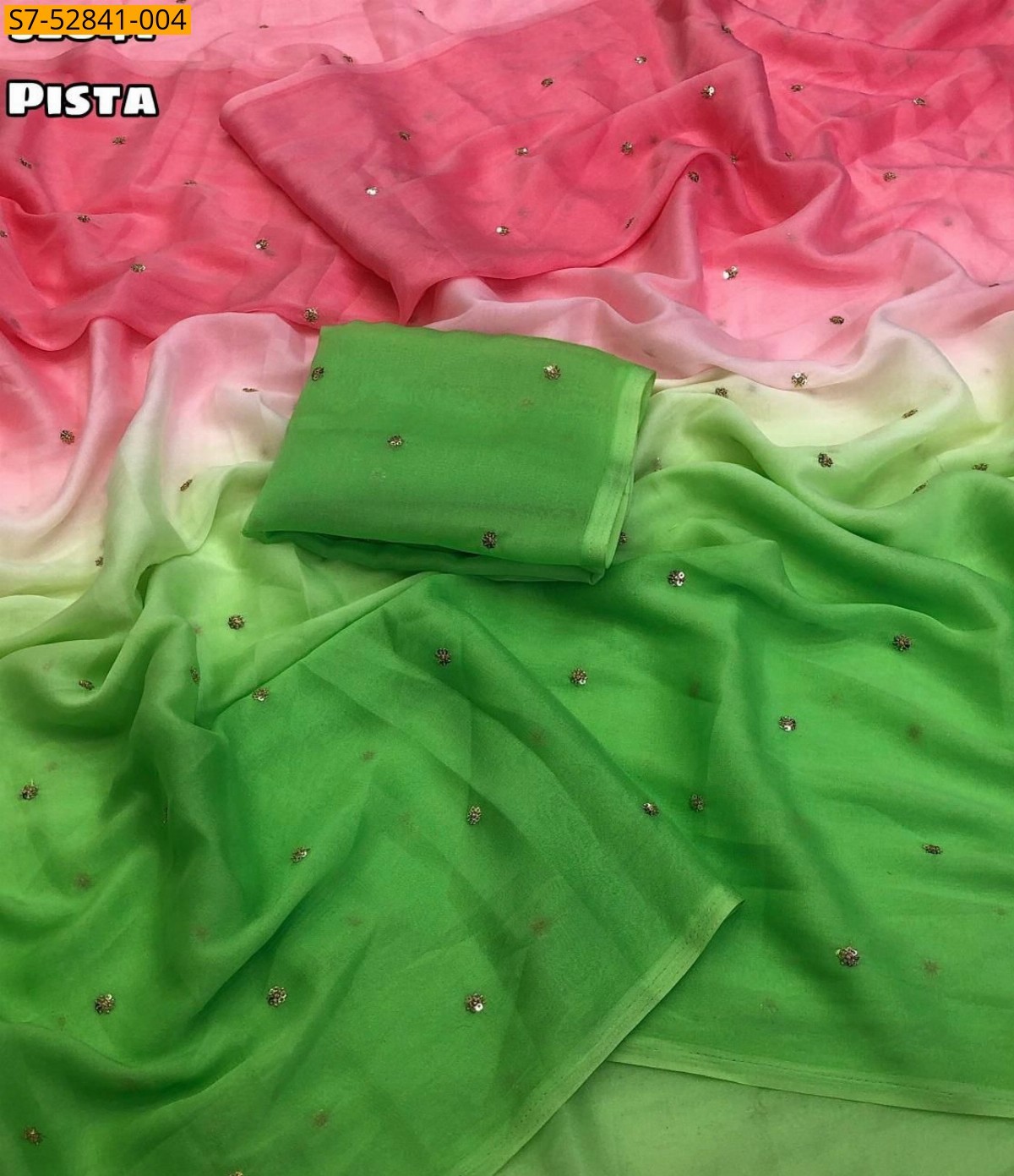 Pista green Georgette dual color padding Saree