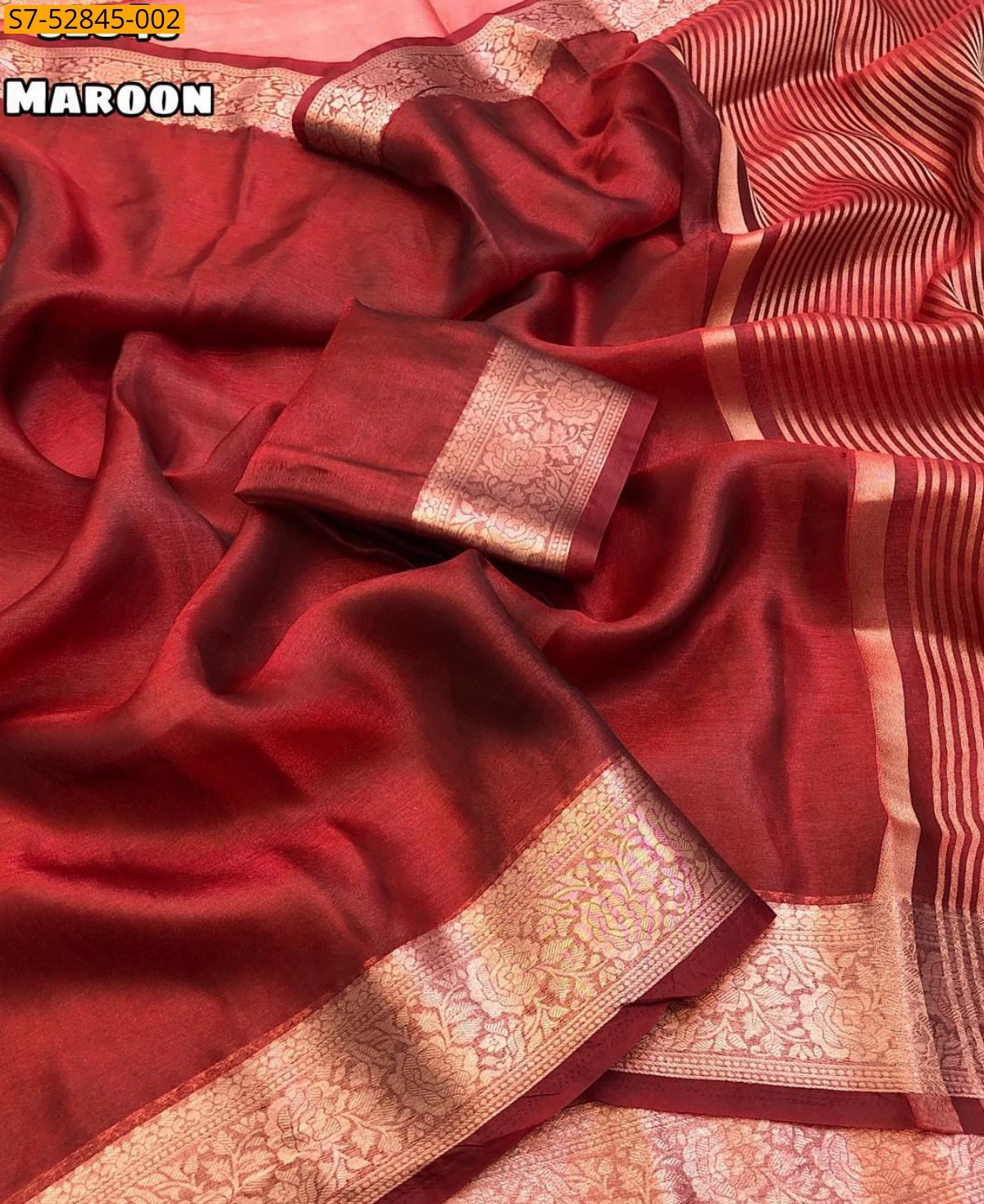 Banarasi Tissue Silk  Saree - Maroon