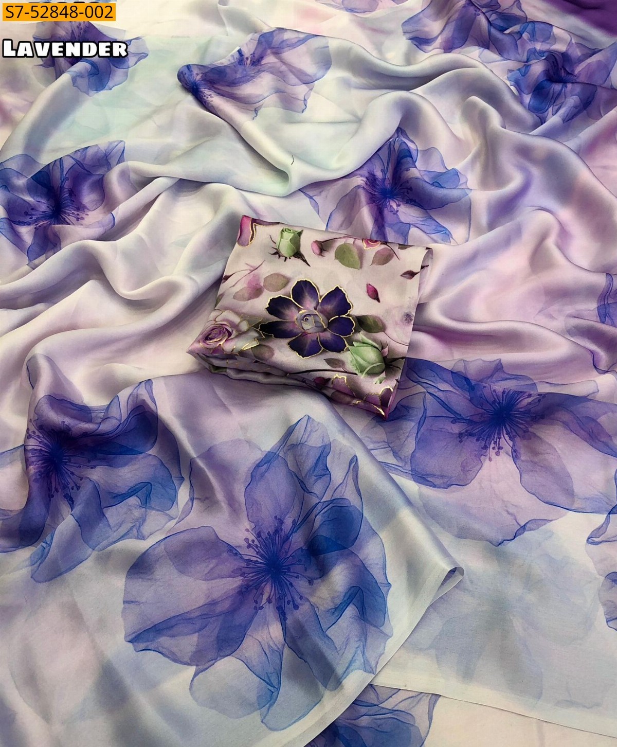 Lavendar Soft and Smooth Satin Georgette  Saree