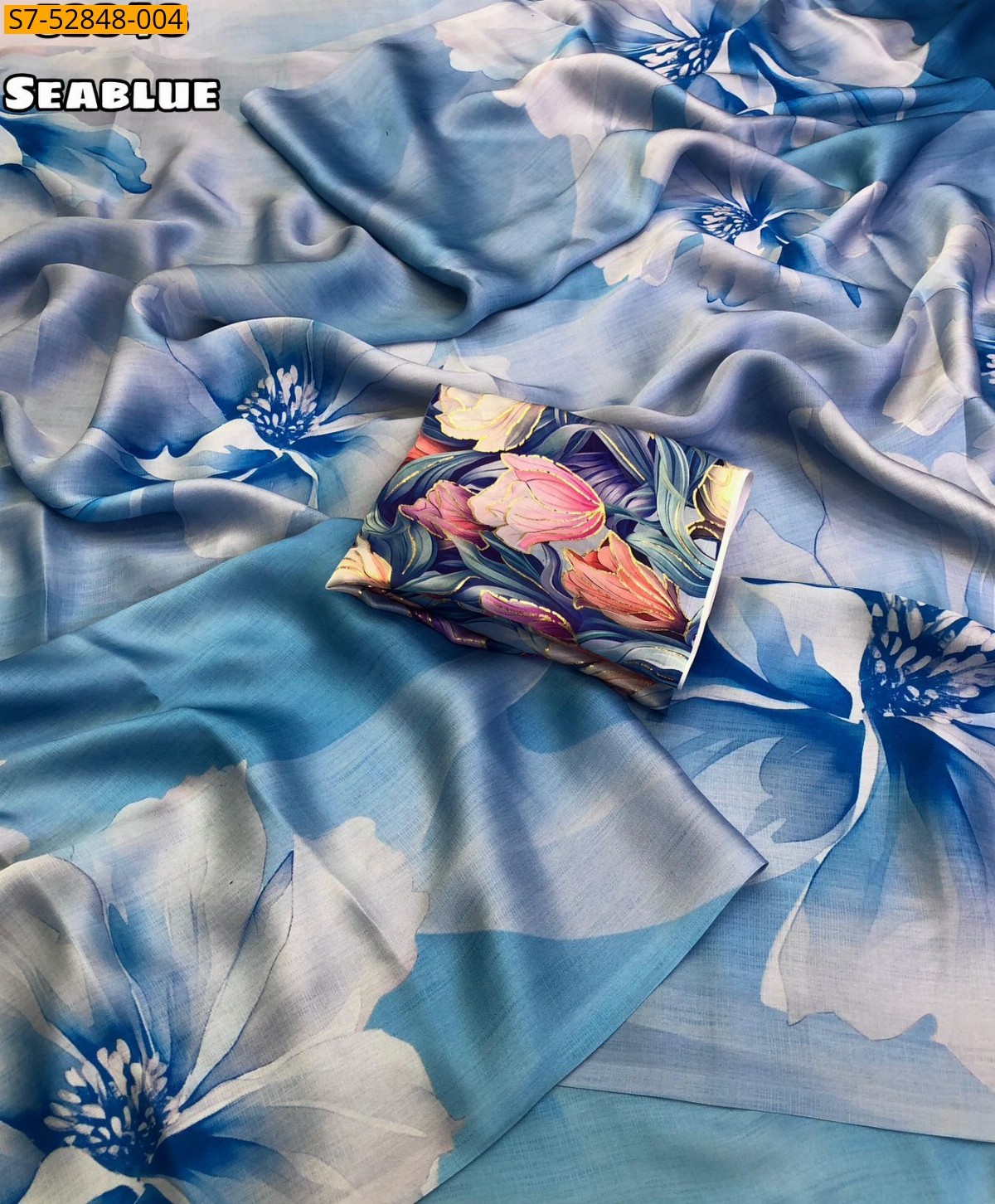 Sky blue Soft and Smooth Satin Georgette  Saree