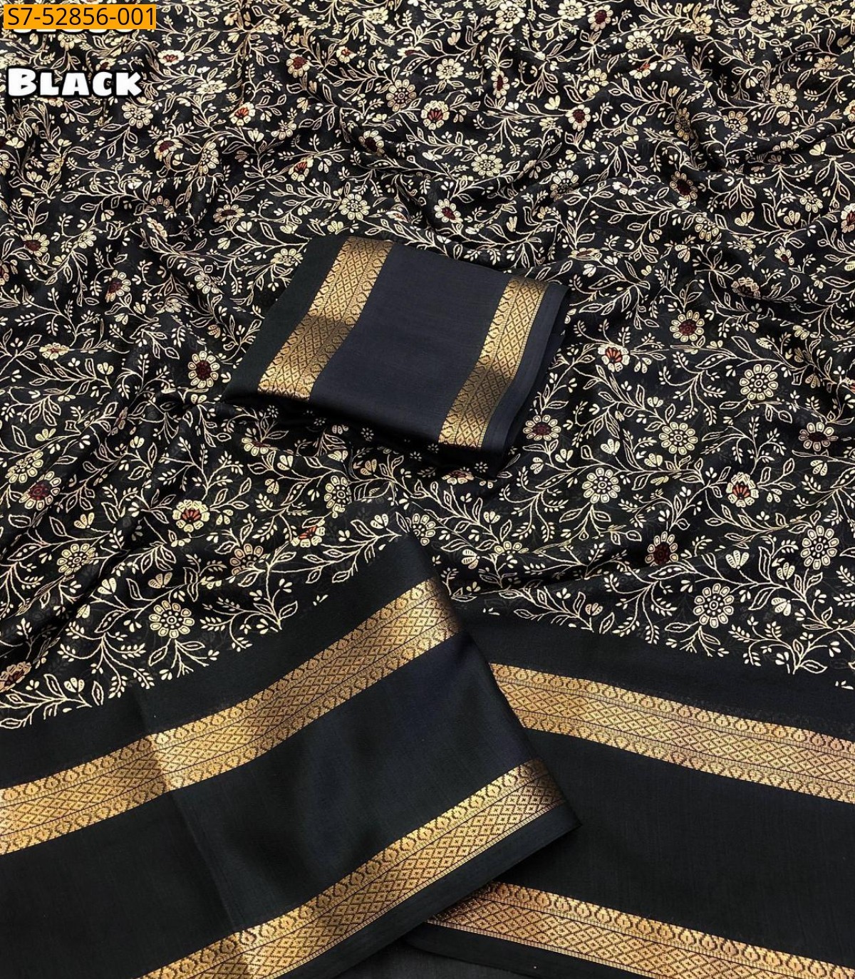 Black Fancy moss chiffon printed sarees