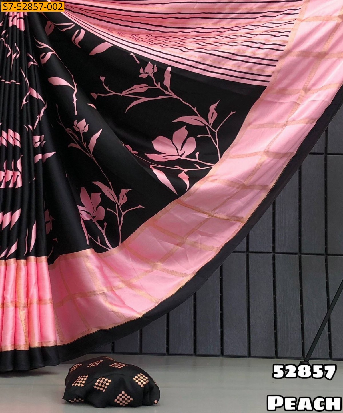 Peach Modal Satin Silk Saree