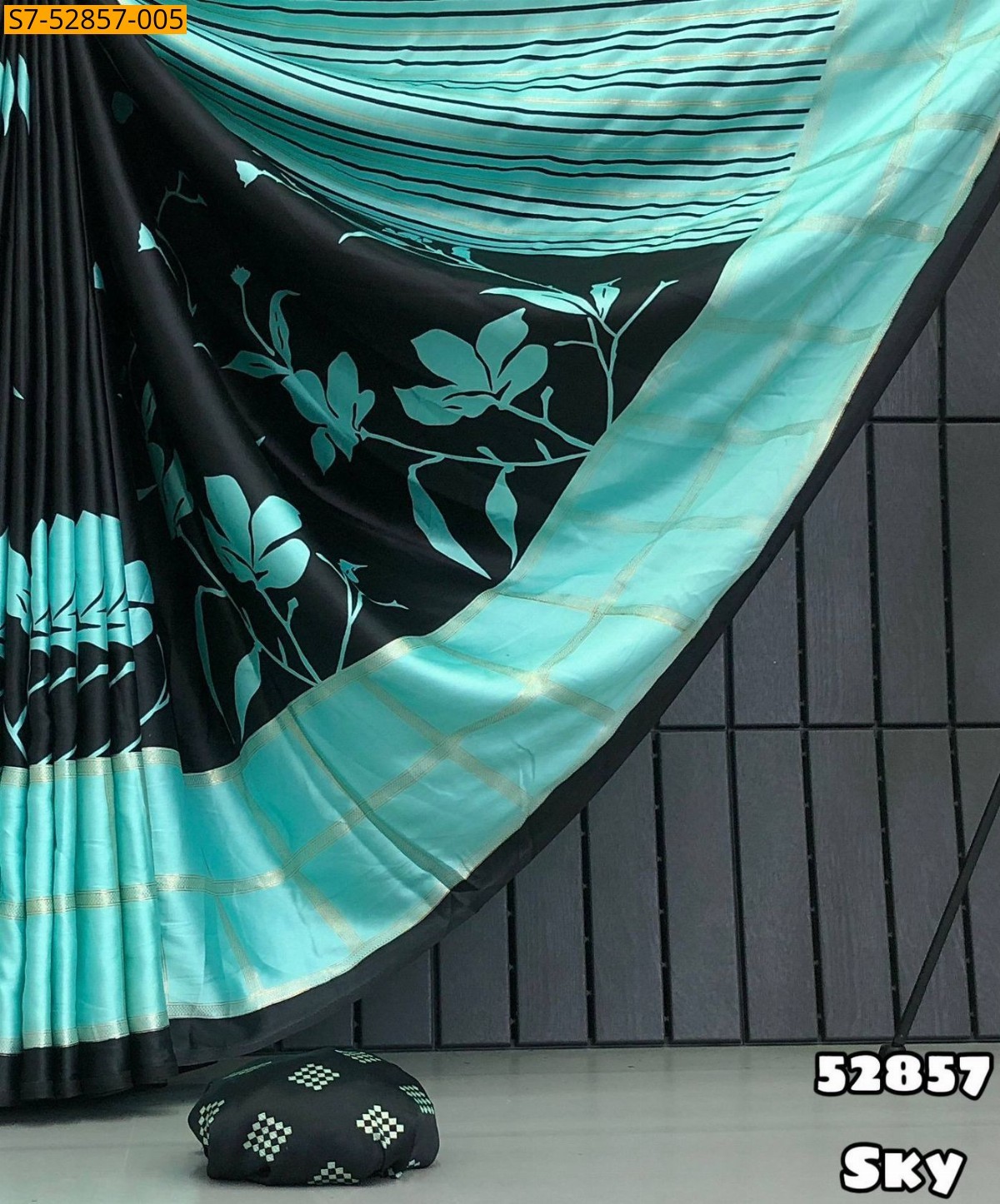 Sky Blue Modal Satin Silk Saree