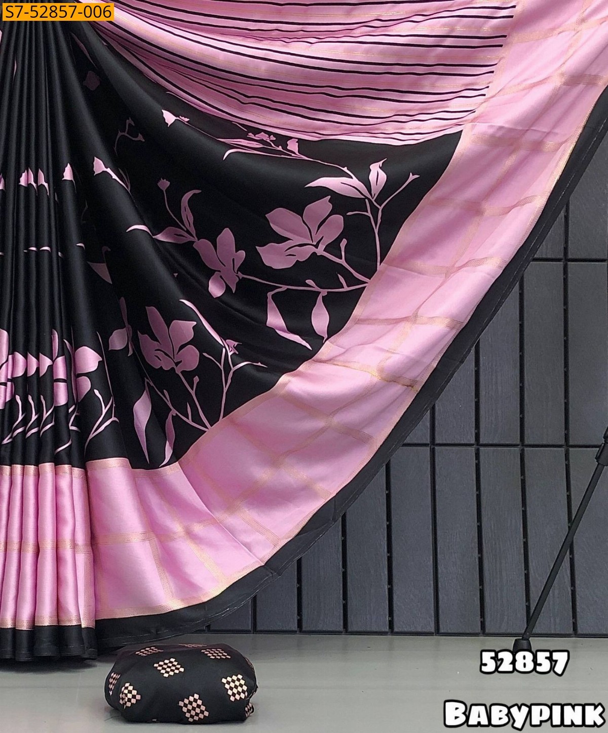 Baby Pink Modal Satin Silk Saree
