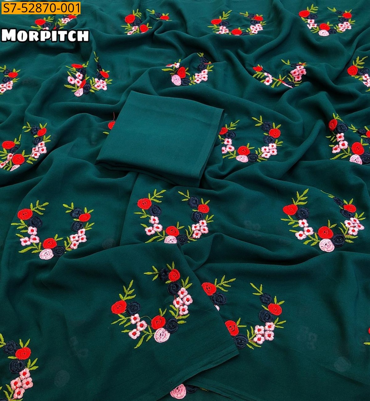 Morpitch Fancy silk floral digital printed sarees