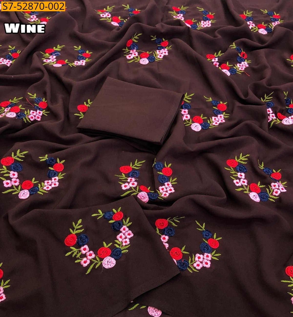 Wine Fancy silk floral digital printed sarees
