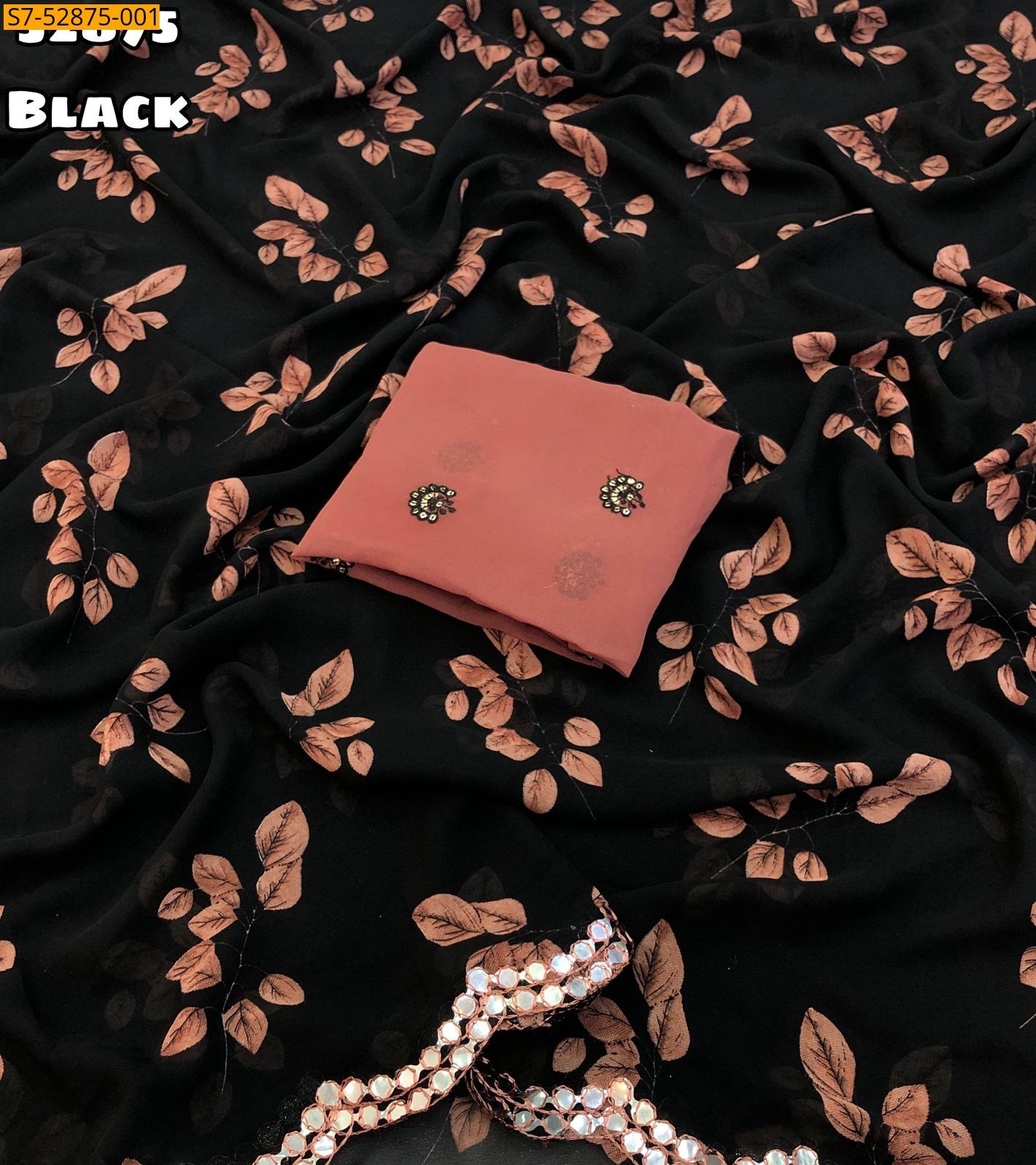 Black Soft weightless chiffon Saree
