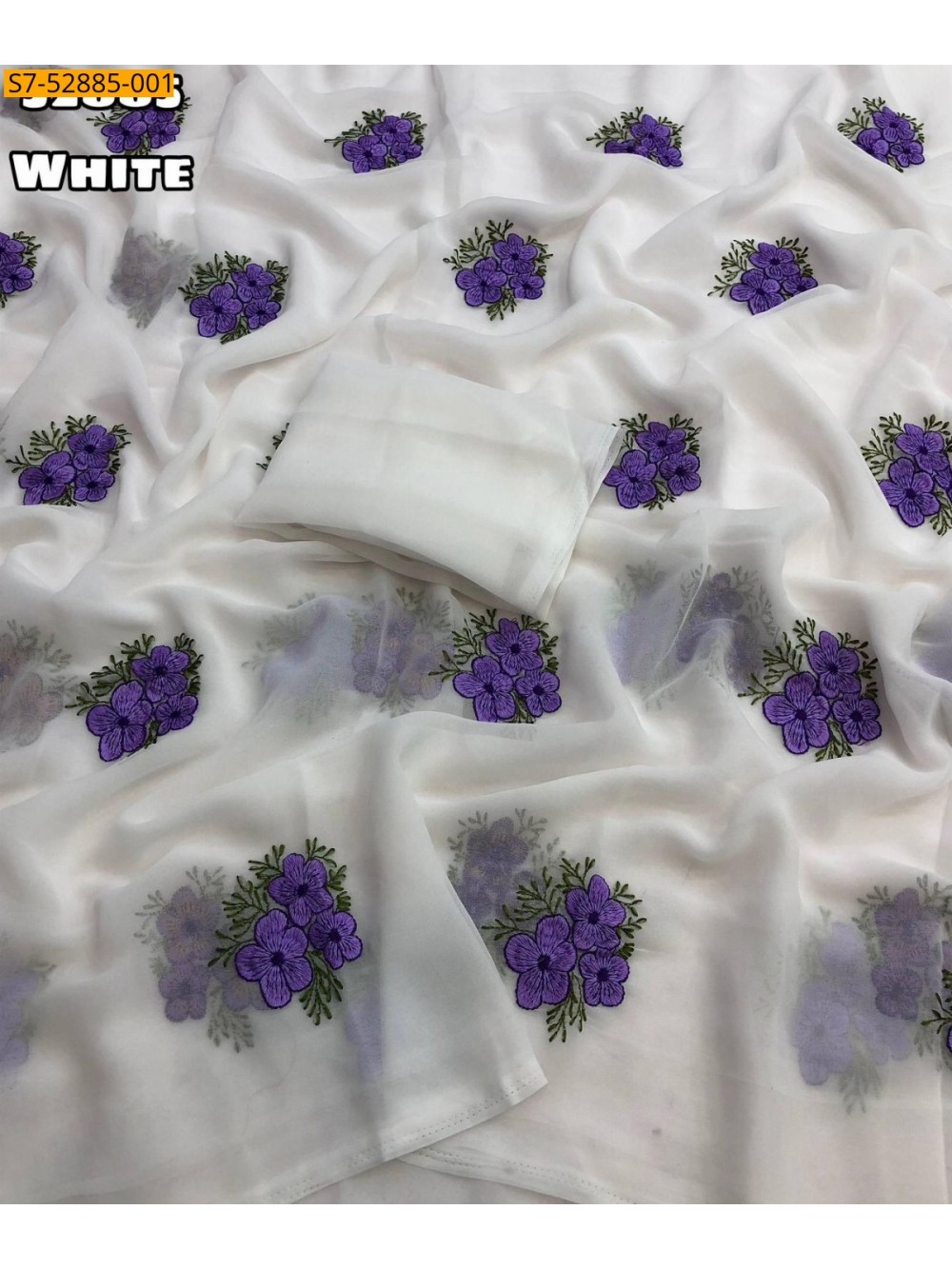 Fancy Georgette Floral Embroidery Saree