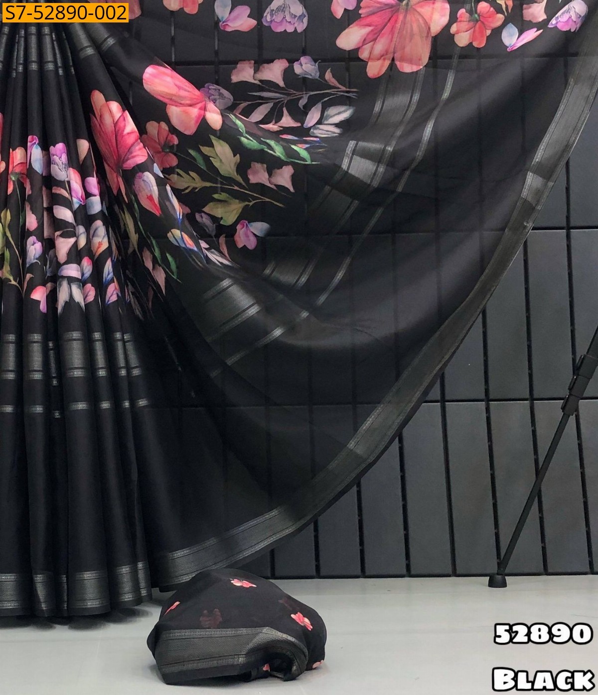 Black Fancy Dola Mysore Silk saree