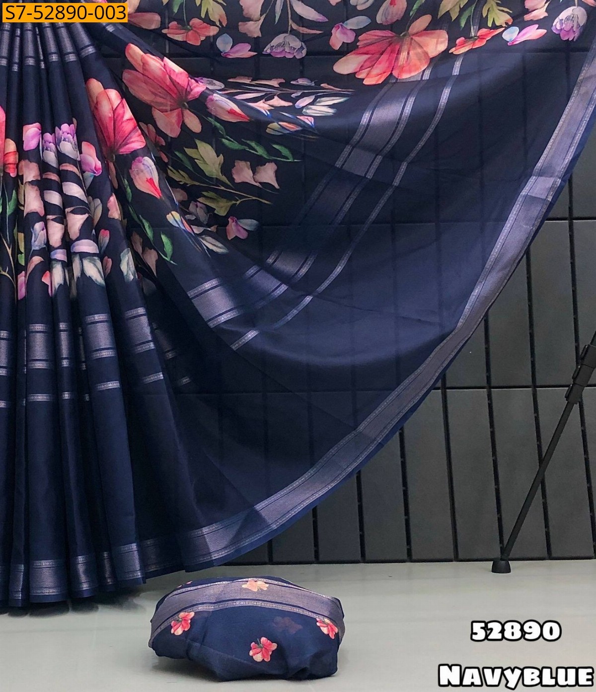 Navy Blue Fancy Dola Mysore Silk saree