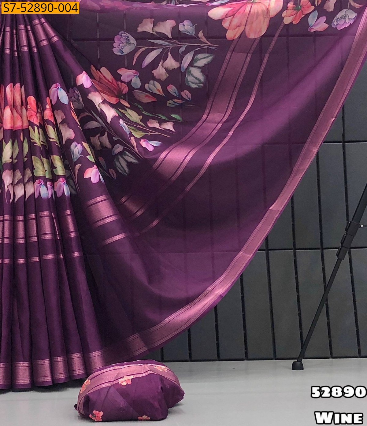WIne Fancy Dola Mysore Silk saree