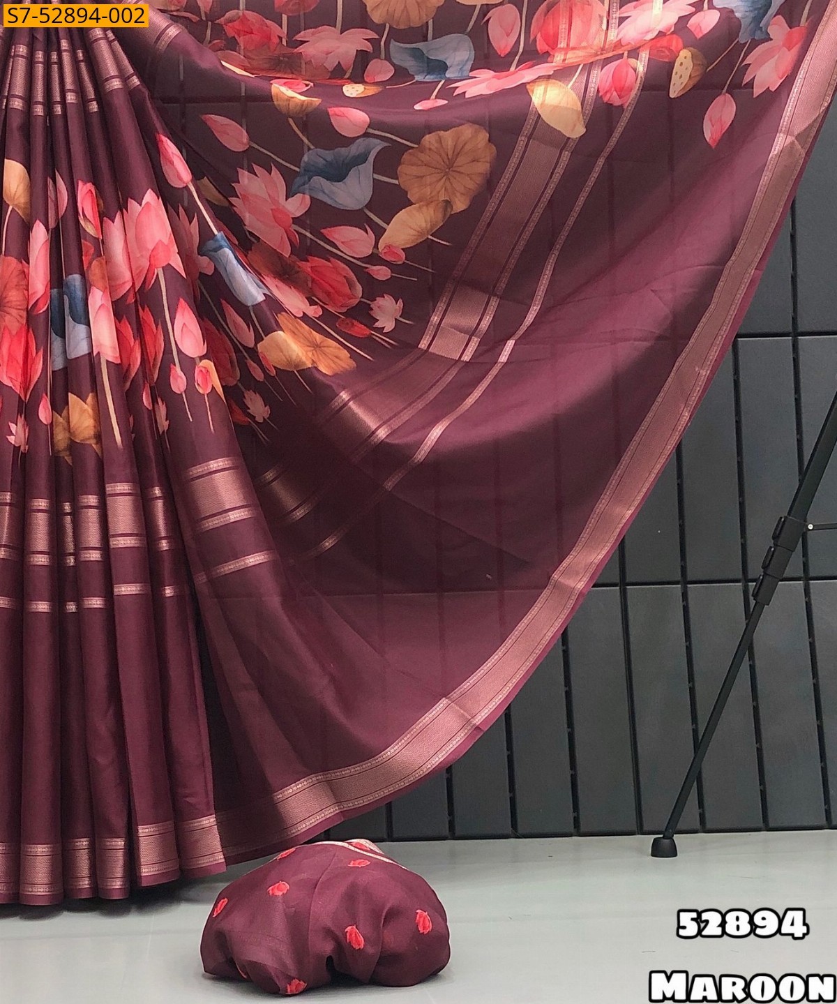 Maroon Fancy Dola Mysore Silk Saree