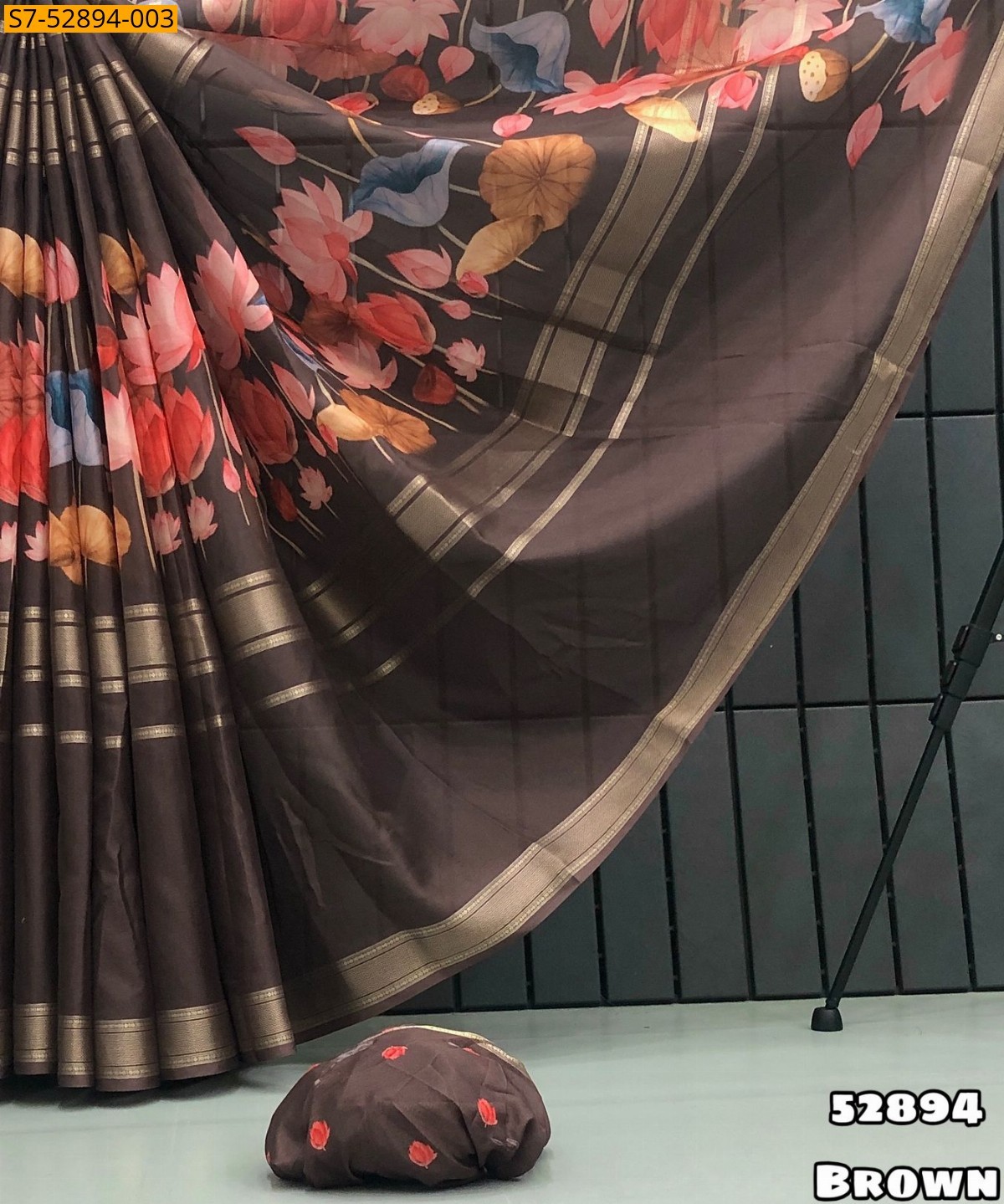 Brown Fancy Dola Mysore Silk Saree