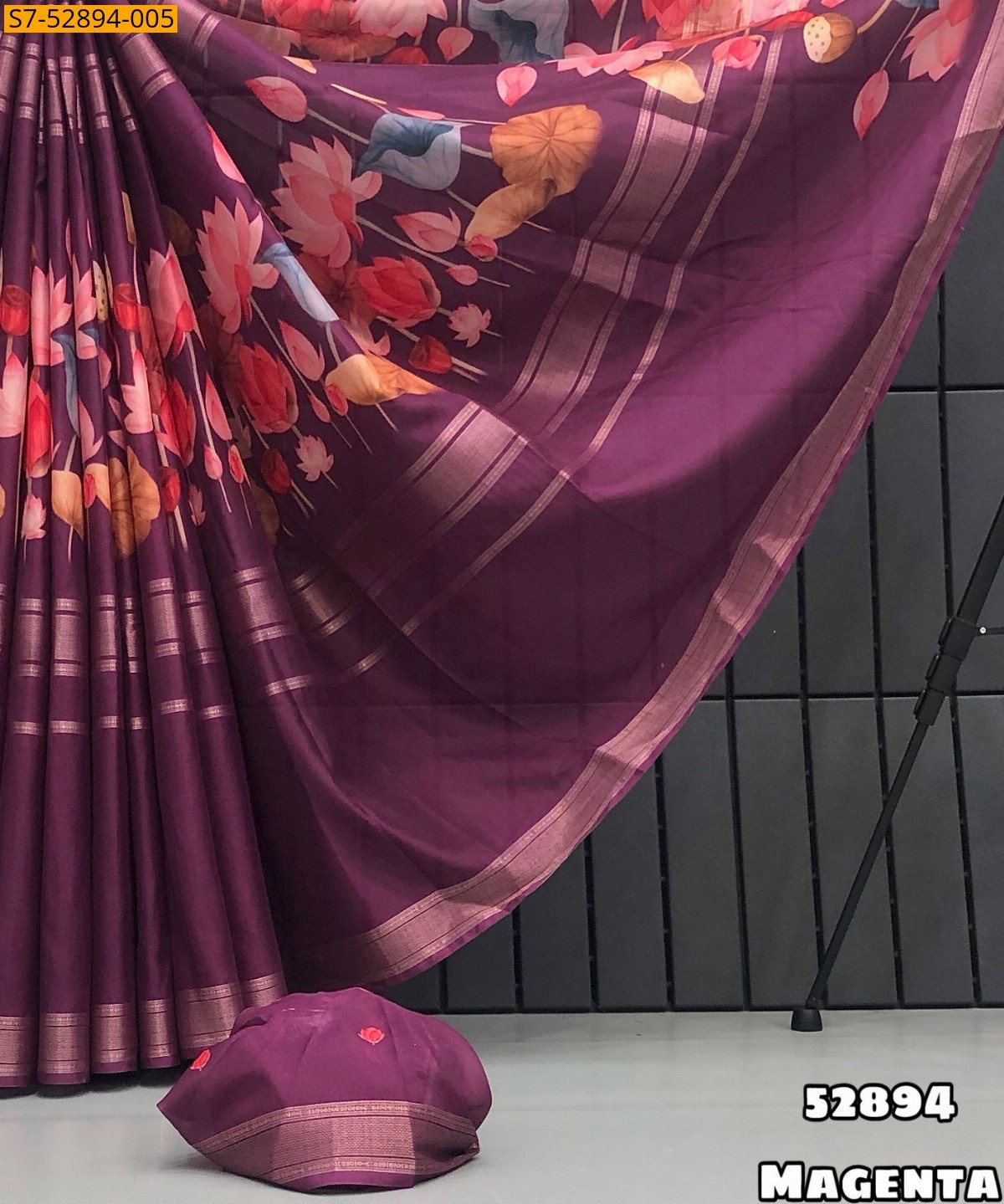 Megenta Fancy Dola Mysore Silk Saree