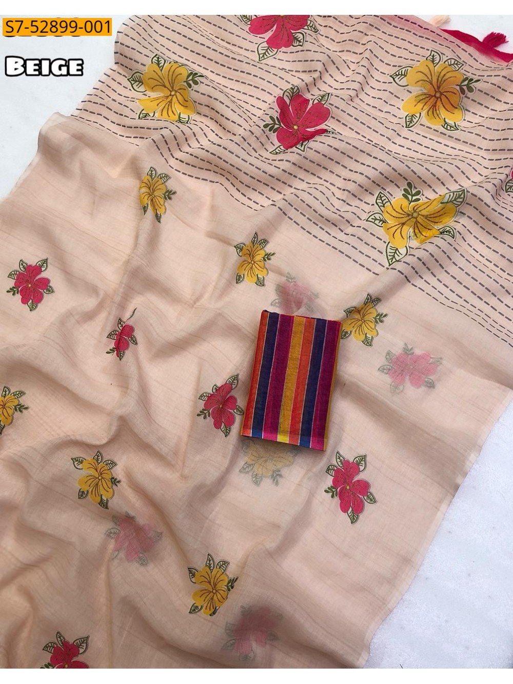 Soft Linen Floral Printed Saree