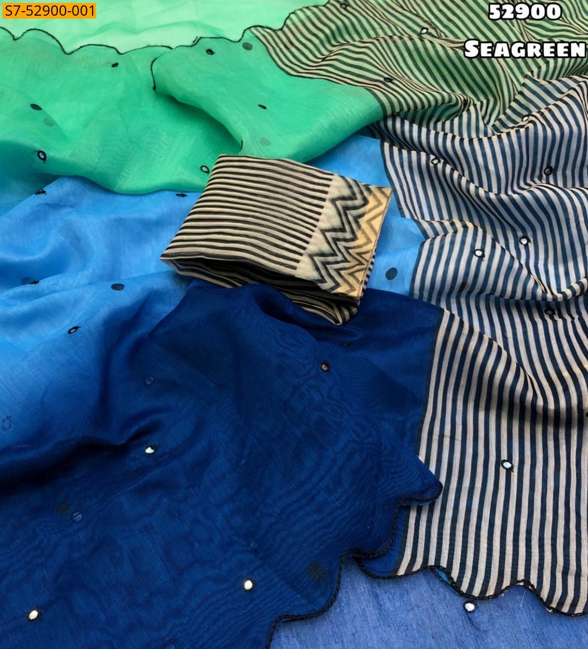 Sea Green Soft Chanderi cotton Saree