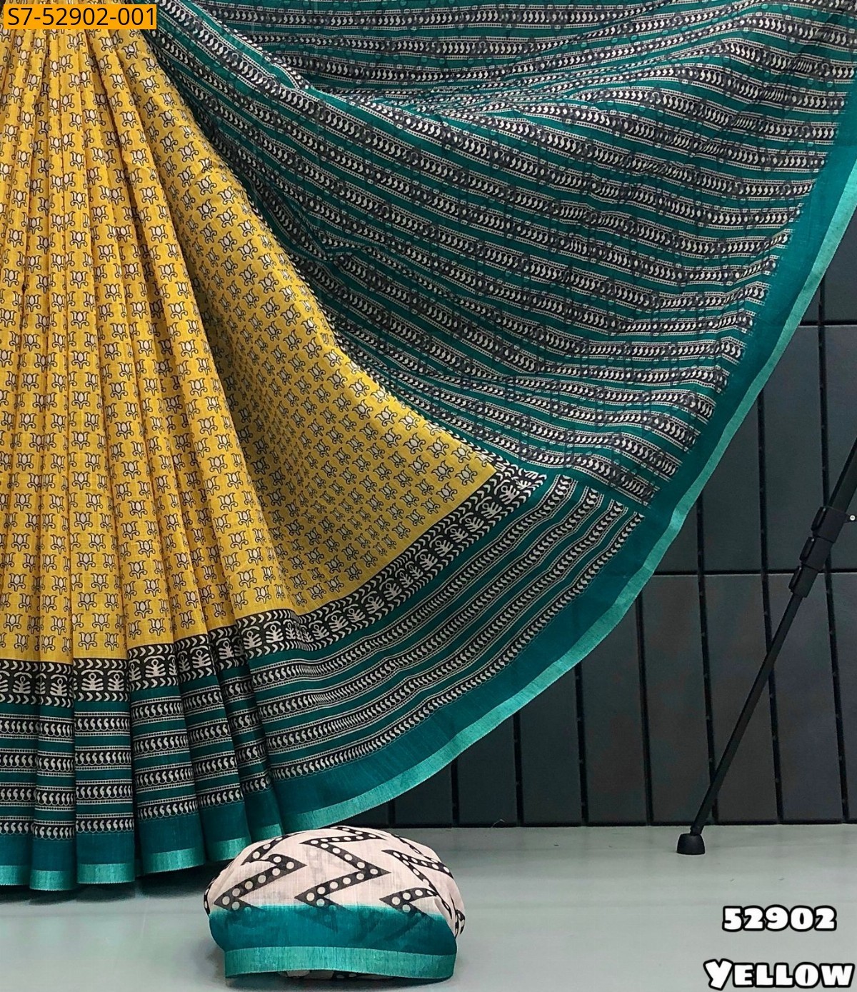 Yellow Fancy Soft Lenin Saree