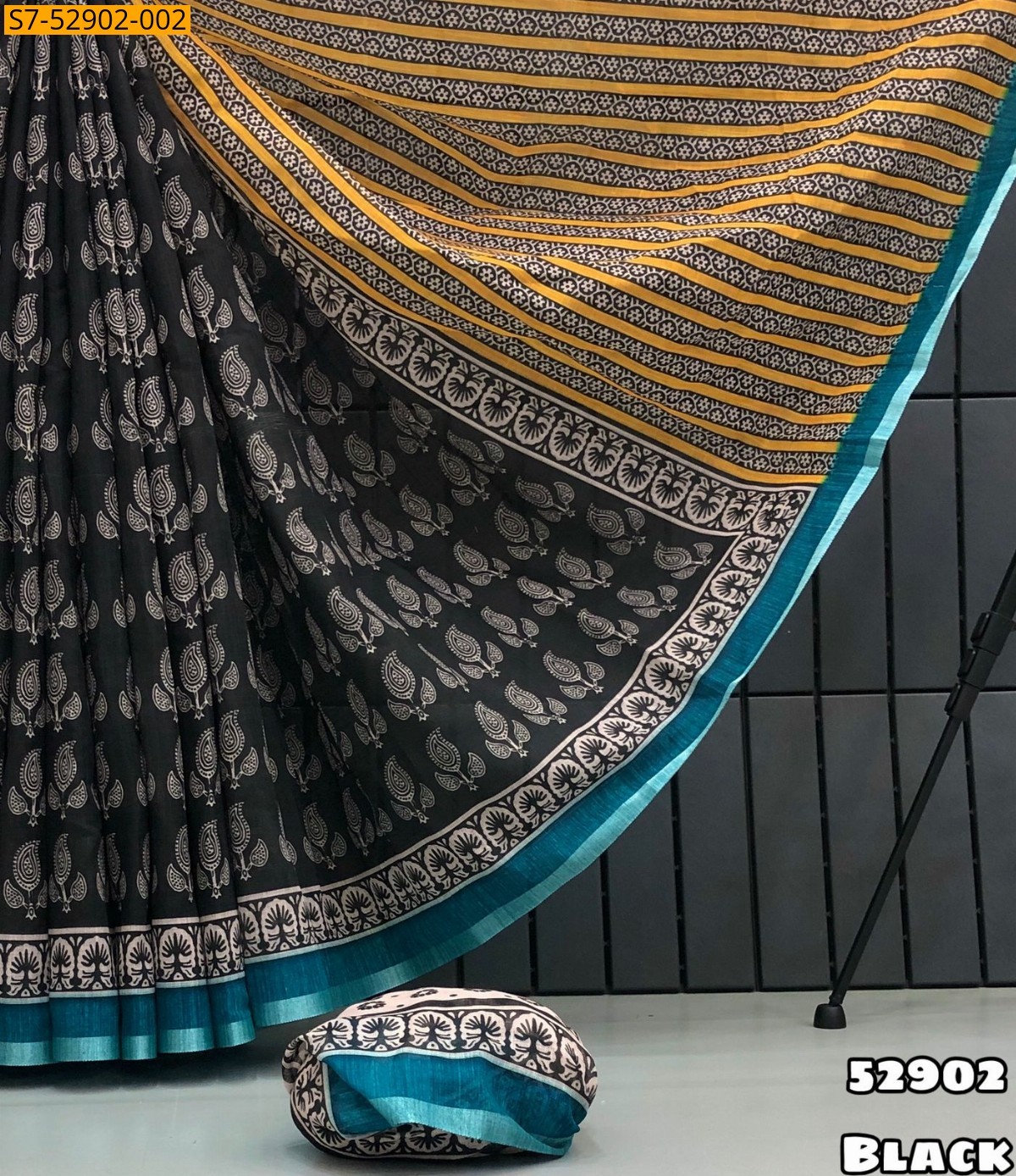 Black Fancy Soft Lenin Saree