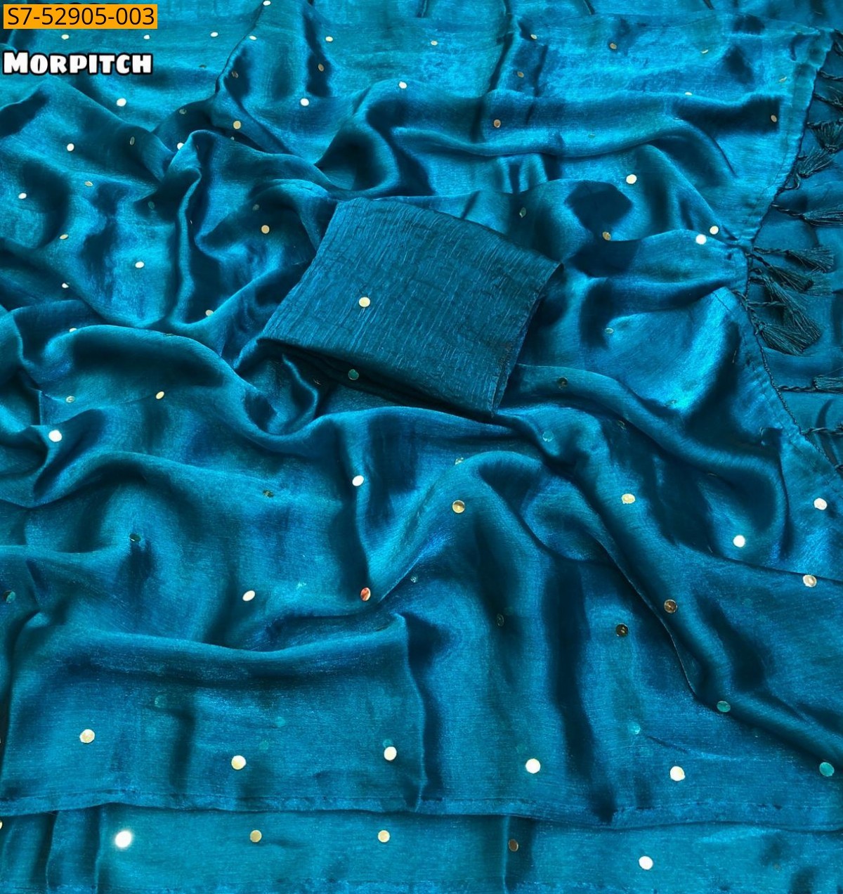 Morpitch Fancy Fendy Chiffon Mirror Work Saree