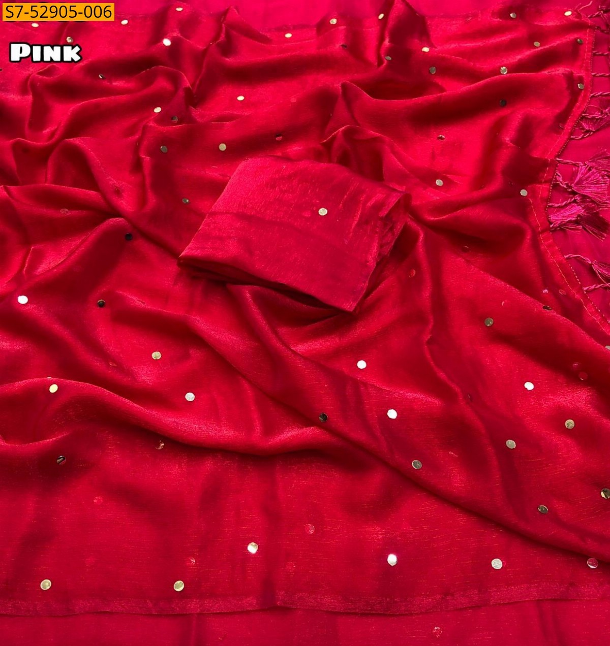 Pink Fancy Fendy Chiffon Mirror Work Saree