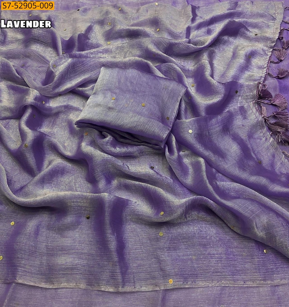 Lavender Fancy Fendy Chiffon Mirror Work Saree