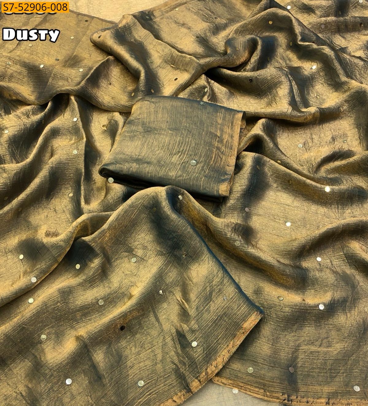 Dusty Fancy Fendy Chiffon mirror work Saree