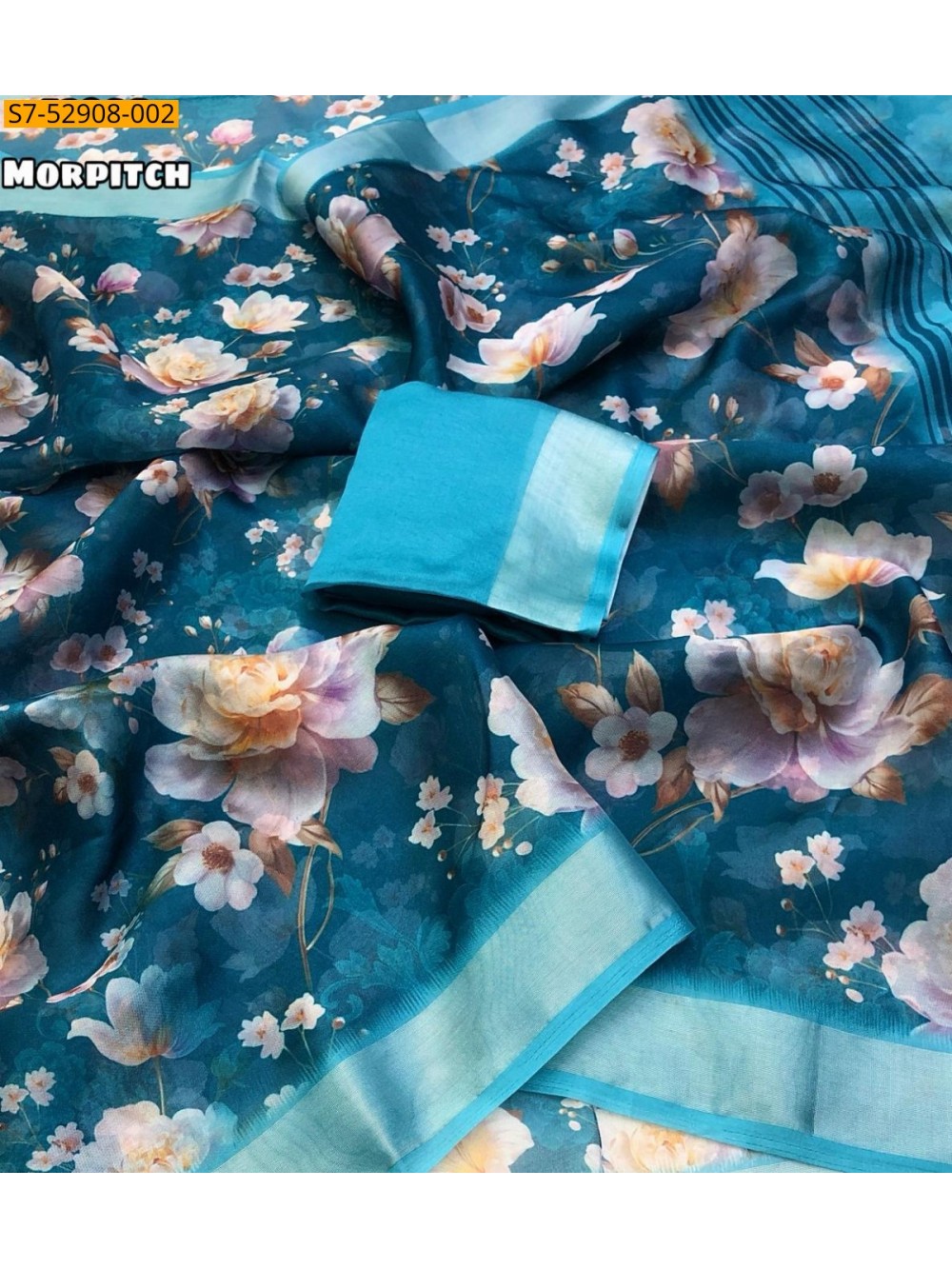 Fancy Organza Floral Digital Print Saree