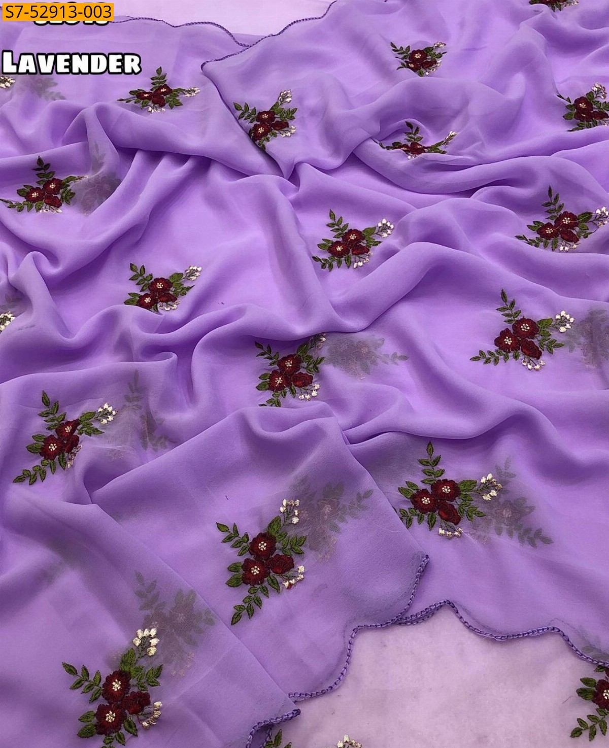 Lavender Fancy Georgette Saree