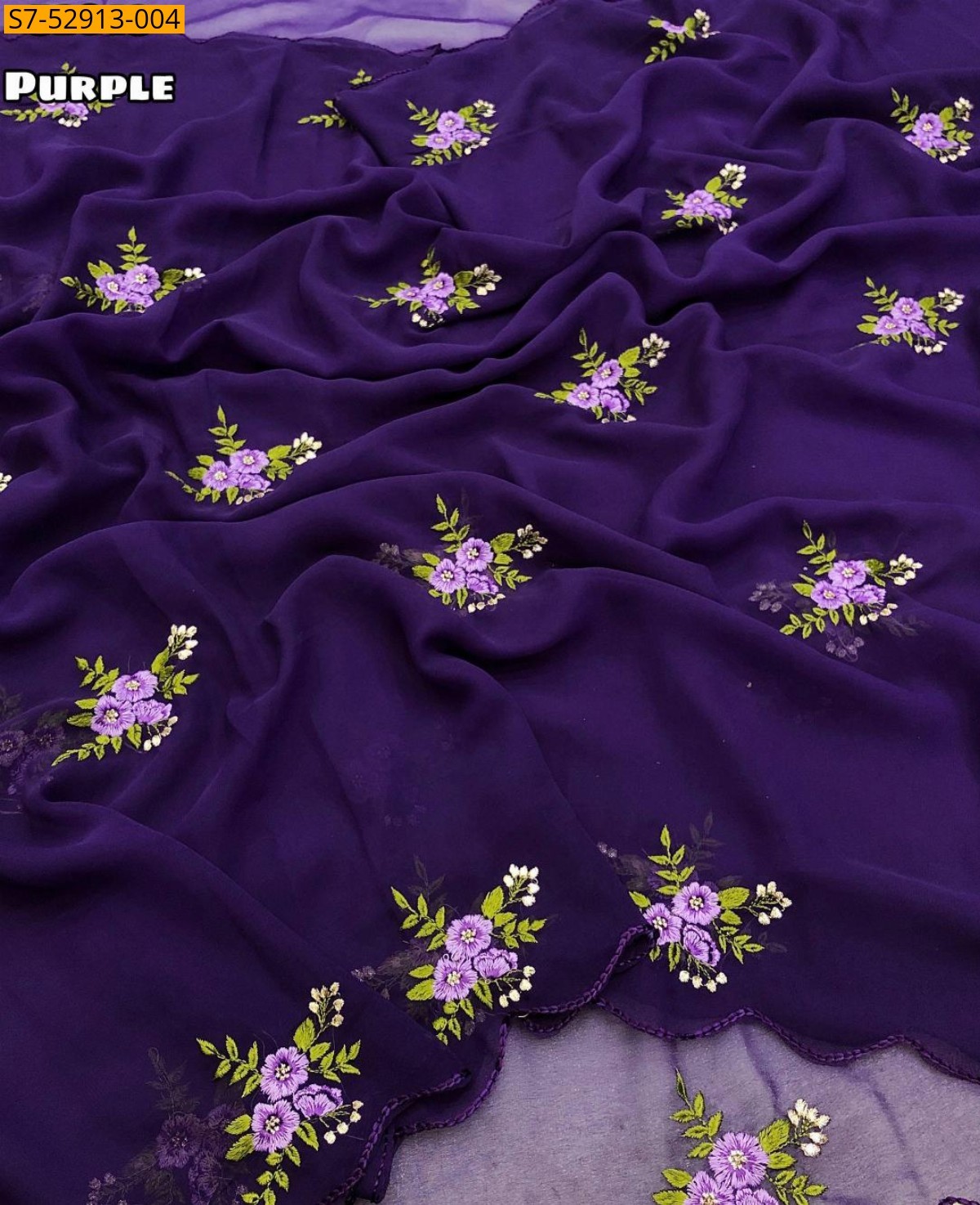 Purple Fancy Georgette Saree