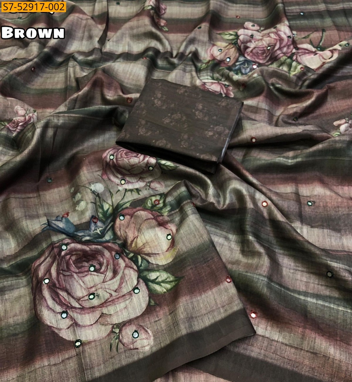 Brown Fancy Cotton Silk Saree