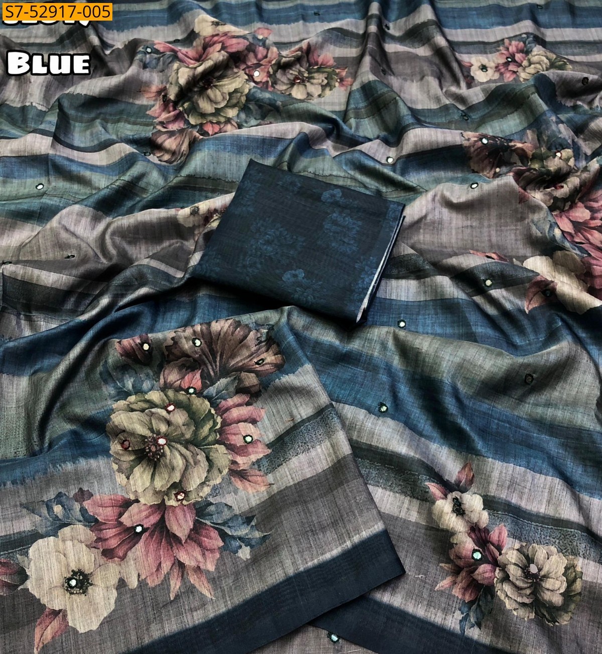Blue Fancy Cotton Silk Saree