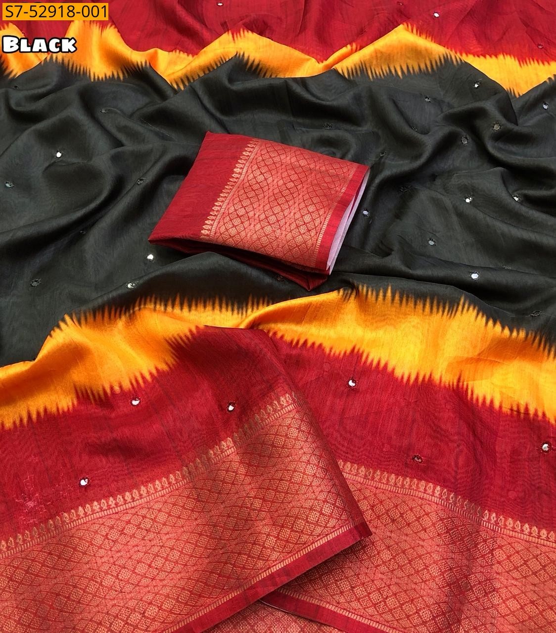 Fancy Dola Silk Digital Printed Sarees - Black