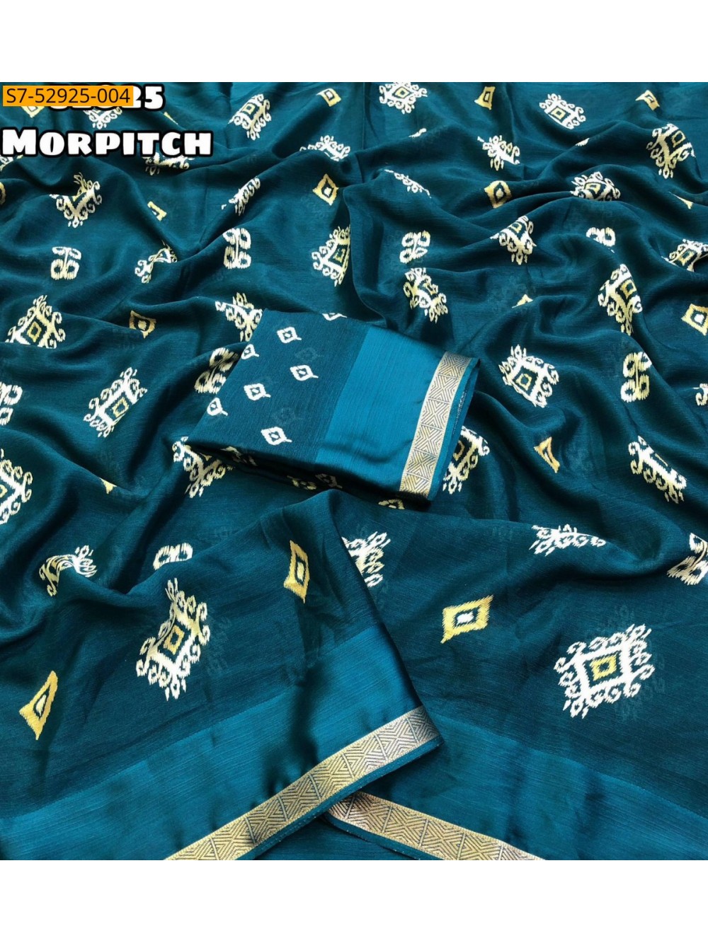 Fancy Dull moss chiffon printed saree