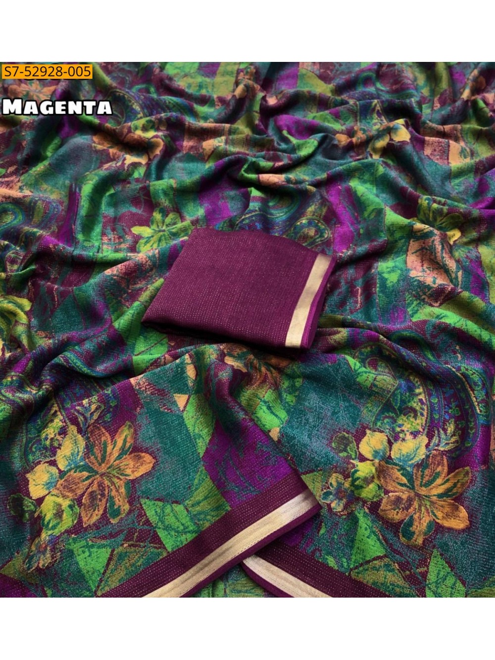 Fancy Shimmer Floral Digital Print Saree