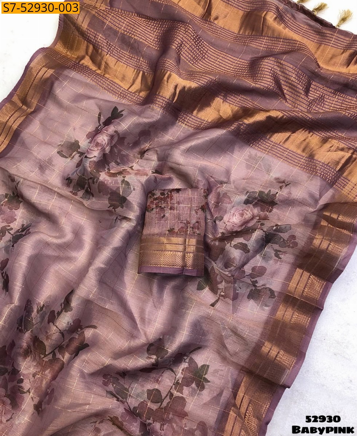 Baby Pink Fancy Tissue silk Saree