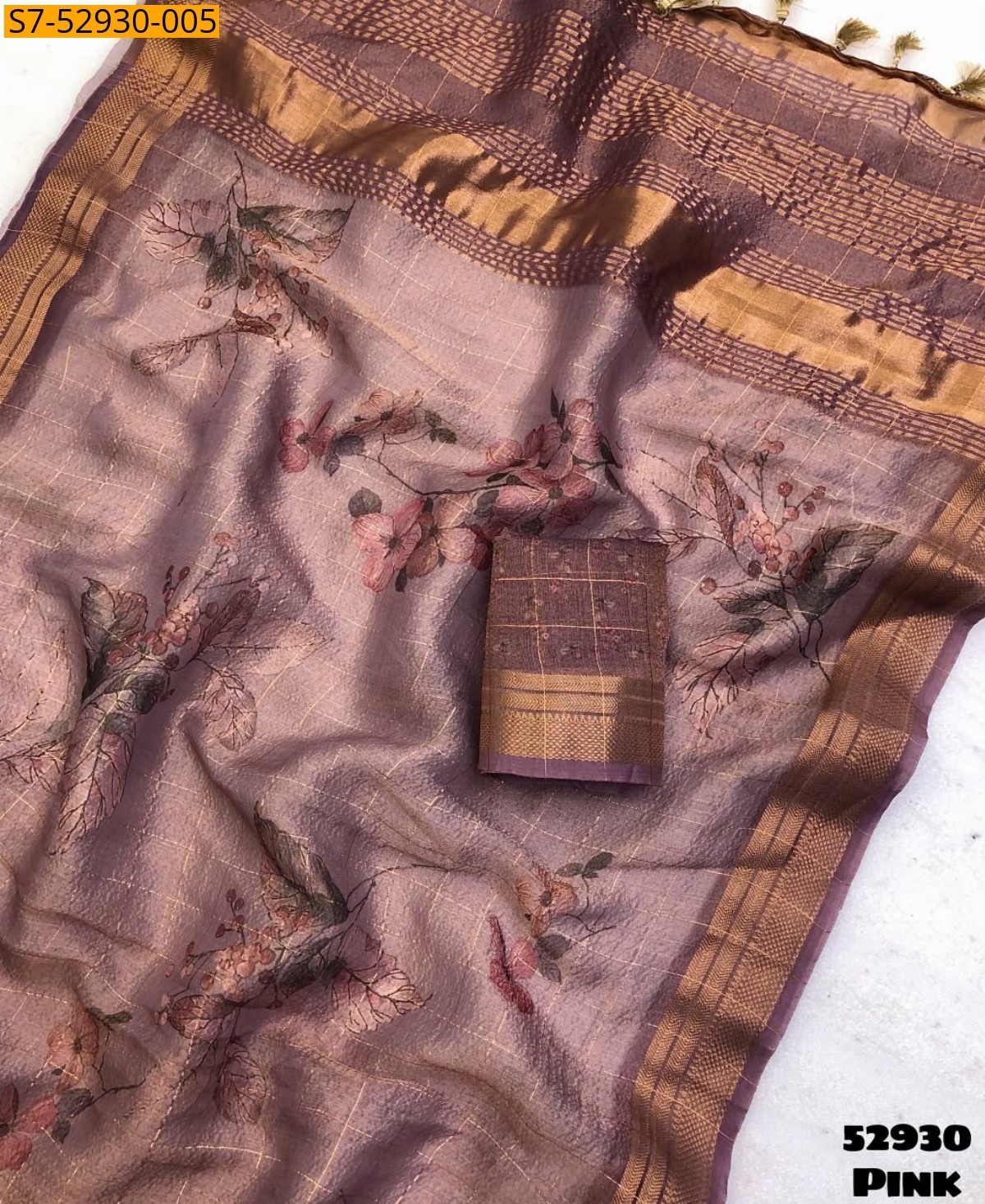Pink Fancy Tissue silk Saree